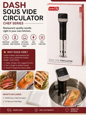 Ash Dash Sous Vide Circulator - Black & Stainless Steel